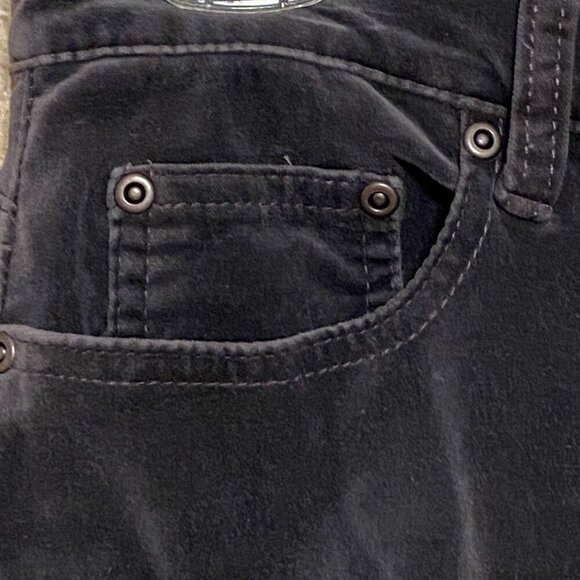 DG2 by Diane Gilman Straight Leg Velvet Jeans Dark Grey Stretch Women Size 8T - Picture 3 of 7